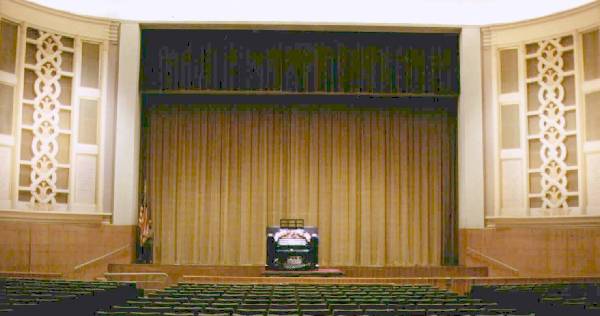 View of Sexson Auditorium, Proscenium and Console