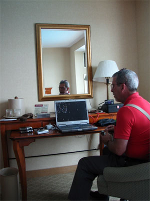 Click here to download a 1944 x 2592 JPG image showing Tom Hoehn setting up the Walnut Hill Remote Office of Operations.