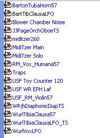 A list of SoundFont files for the Mighty MidiTzer pipe ranks.