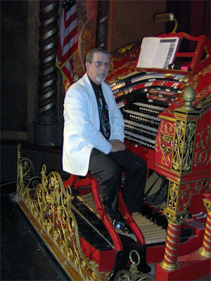 Click here to download a 1536 x 2048 JPG image showing Tom Hoehn seated at the console of Big Bertha for a publicity shot.