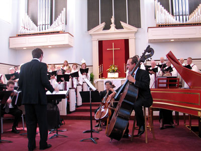 Click here to download a 2592 x 1944 JPG image showing the Chancel Choir and the Florida Chamber Orchestra performing Handel's Messiah at the First United Methodist Church in Clearwater, Florida during Cantata Sunday.