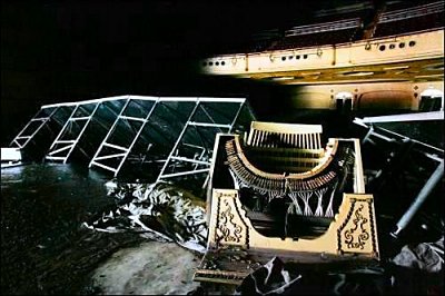Click here to download a 500 x 392 JPG image showing the damage to the theatre, including distruction of the stage and loss of the 3/12 Mighty WurliTzer Theatre Pipe Organ console at the Paramount Theatre in Cedar Rapids, Iwoa.