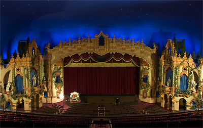 Click here to download a 3072 x 2056 JPG image showing the auditorium of the Civic Theatre as viewed form the center of the balcony. Photograph by Danny Rowland.