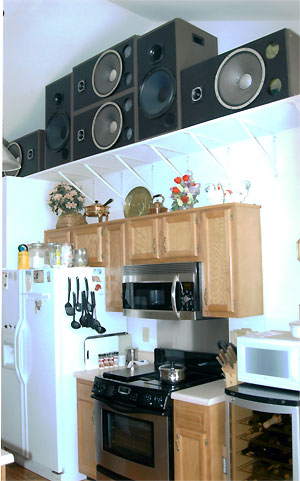 Click here to download a 998 x 1600 JPG image showing the special Allen loudspeakers installed above the cooktop in the kitchen and the Mike Phillips Residence.