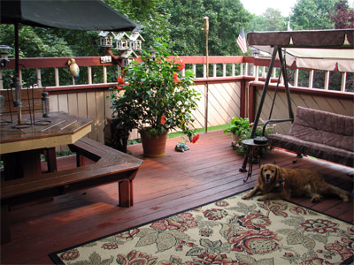 Click here to download a 2592 x 1944 JPG image showing the elevated deck on the back side of the Rowland Residence.